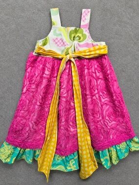 Peaches N Cream 3T Pink Rosette Dress Cottagecore Toddler 2013